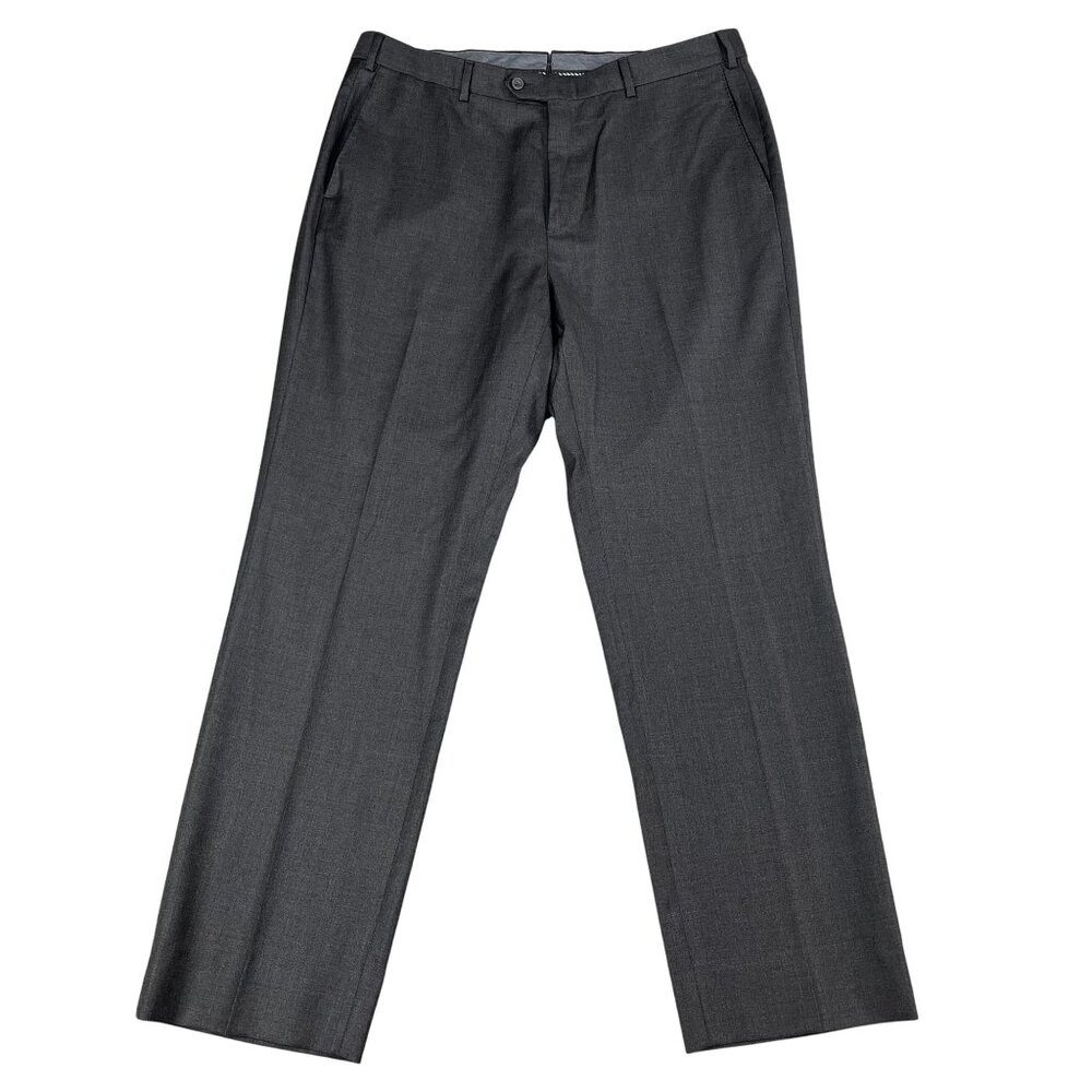 J. Hilburn 100% Wool Gray Flat Front Dress Pants Sz 36‎ x 31